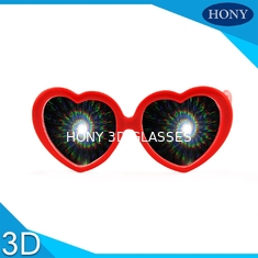 Ζωηρόχρωμα γυαλιά πυροτεχνημάτων πλαισίων τρισδιάστατα, πλαστικά κόκκινα γυαλιά διάθλασης