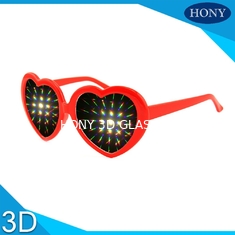Ζωηρόχρωμα γυαλιά πυροτεχνημάτων πλαισίων τρισδιάστατα, πλαστικά κόκκινα γυαλιά διάθλασης