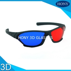 Πλαστικό ανάγλυφων τρισδιάστατο γυαλιών ευρύ μαύρο πλαίσιο φακών γωνίας κόκκινο μπλε