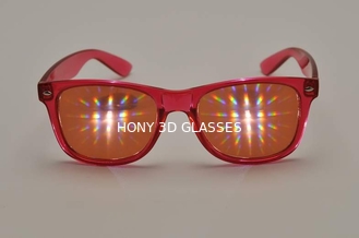 Πορτοκαλιά τρισδιάστατα γυαλιά πυροτεχνημάτων με την ηλέκτρινη ταινία κιγκλιδωμάτων διάθλασης