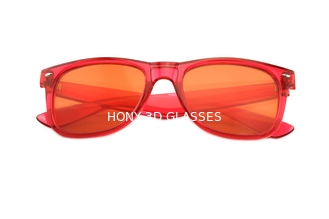 Πορτοκαλιά τρισδιάστατα γυαλιά πυροτεχνημάτων με την ηλέκτρινη ταινία κιγκλιδωμάτων διάθλασης